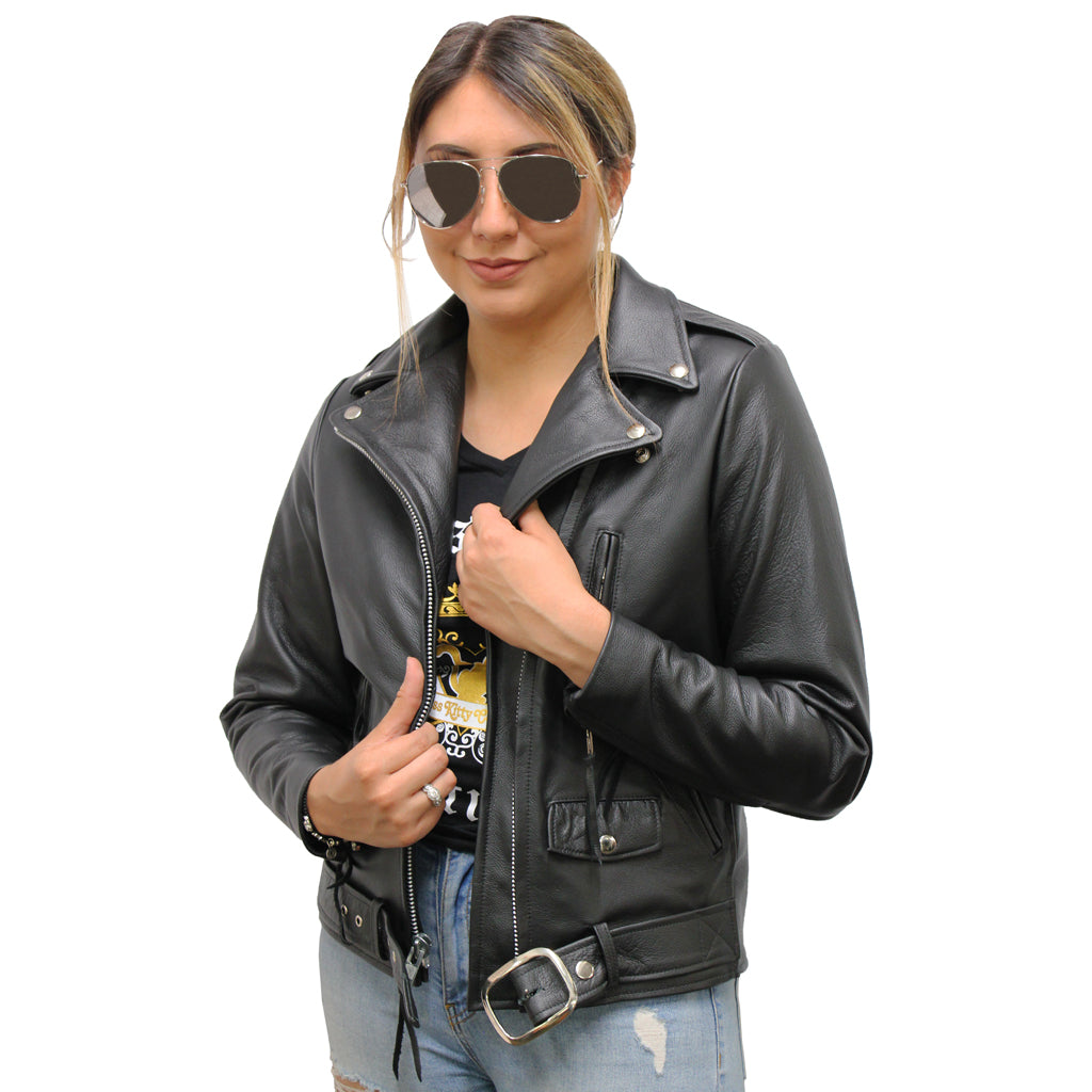 LADIES DAVIS CLASSIC MC LEATHER JACKET – San Diego Leather