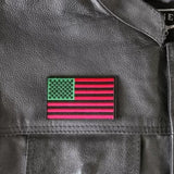 3.2" X 2"  USA FLAG PATCH RED, BLACK & GREEN
