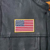 3" X 2"  USA FLAG PATCH WHITE & YELLOW BORDER