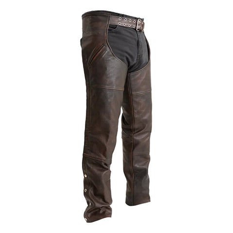 CH837-CPR MENS/UNISEX LEATHER CHAPS W/ DEEP POCKETS