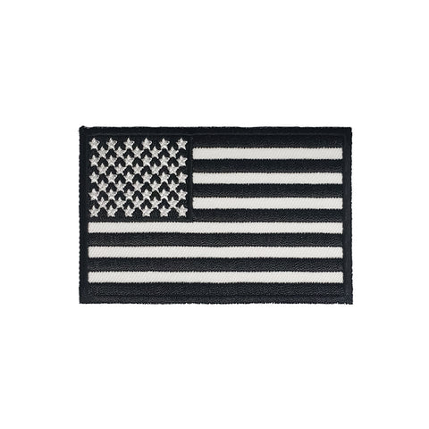 3.5" X 2.25" USA FLAG BLACK & WHITE PATCH - BLACK BORDER