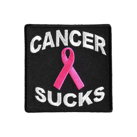2.5" X 2.5" CANCER SUCKS WITH PINK RIBBON PATCH