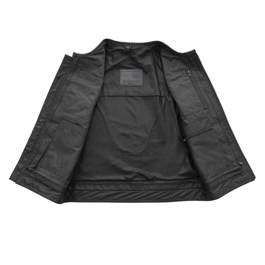 人気の雑貨がズラリ！ V676 MENS LEATHER MOTORCYCLE CLUB VEST WITH PIPING COLLAR トップス