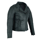 LC802 LADIES CLASSIC LEATHER JACKET (SIDE BELTS)