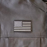 3" X 2"  USA FLAG PATCH BLACK & REFLECTIVE