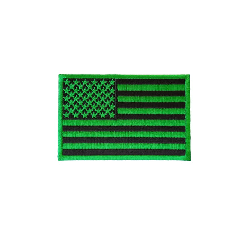 3" X 2"  USA FLAG PATCH KELLY GREEN & BLACK
