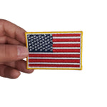 3" X 2"  USA FLAG PATCH WHITE & YELLOW BORDER