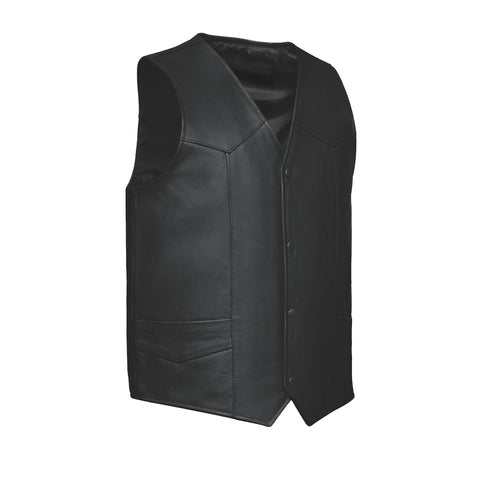 V602 MENS LEATHER WESTERN VEST W/ FRONT SNAPS