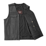 V617 MENS LEATHER CLUB/WESTERN VEST W/ FRONT ZIPPER
