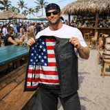 V683 MENS LEATHER CLUB VEST W/ BLACK STITCHING