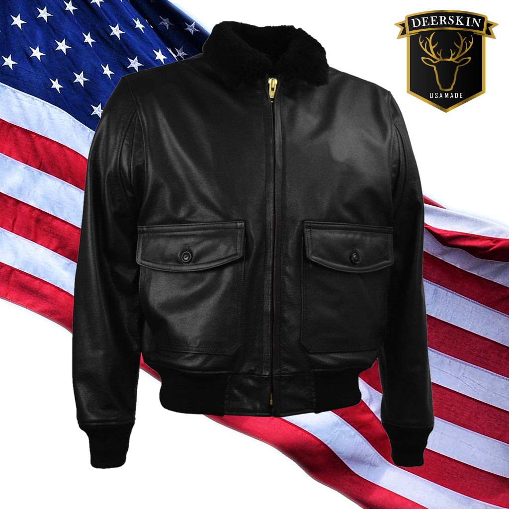 MENS G1 NAVY JACKET (Deerskin) – San Diego Leather Jacket Factory