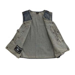 LV519DM LADIES BLUE DENIM MOTORCYCLE WESTERN VEST UNLINED INTERIOR WITH TWO SIDE POCKETS WITH DOUBLE SNAP CLOSURE