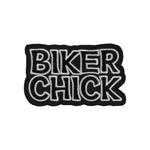 3.5" X 2" BIKER CHICK PATCH - WHITE OUTLINE