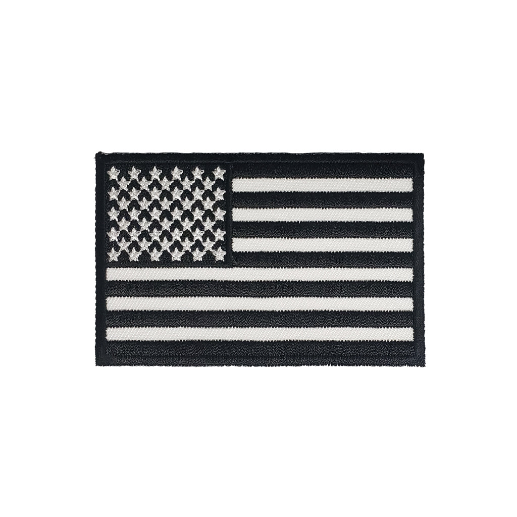 3.5 X 2.25 USA FLAG BLACK & WHITE PATCH - BLACK BORDER – San