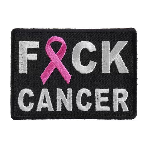 2.75" X 2" F*UCK CANCER WITH PINK RIBBON PATCH